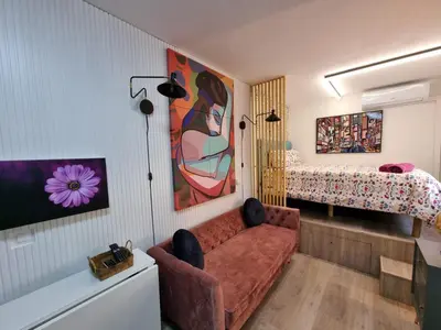Cama o camas de una habitación en Estudio Brisa del Poniente Aguadulce