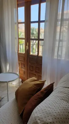 Cama o camas de una habitación en MI COSTA VERA-PLAYA 200m, dos balcones hermosa vista!