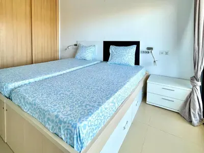 Cama o camas de una habitación en Apartment in Roquetas near the Beach