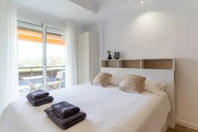 Cama o camas de una habitación en Almare Suites Burbujas II - Playa y golf a un paso