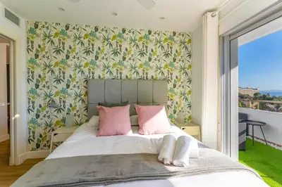 Cama o camas de una habitación en Apartamento Pura Vida! Vistas al mar, playa a 5 min. Terraza, WiFi y A/A.