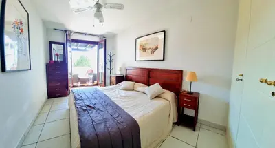 Cama o camas de una habitación en Apartamento 1 habitación con vistas al mar Jardines de Nuevo Vera