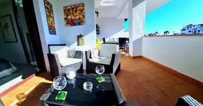 Zona de estar de Apartamento 1 habitación con vistas al mar Jardines de Nuevo Vera