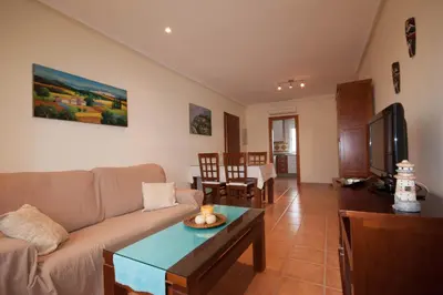 Una televisión o centro de entretenimiento en RELAX en Vera Playa con SPA