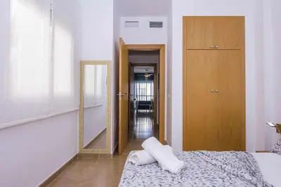 Cama o camas de una habitación en Apartamento Bajel - Céntrico, cerca de la playa.
