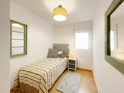Cama o camas de una habitación en Casa con piscina, Mojácar Playa