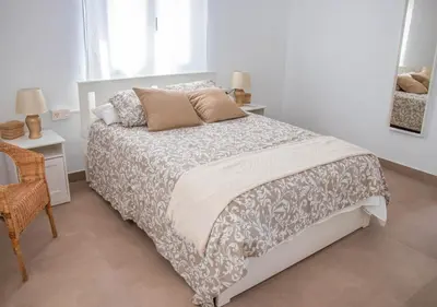 Cama o camas de una habitación en MojacarProperty, Casa Luisa 1ª Línea de Playa