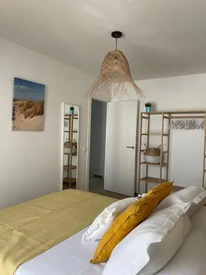 Cama o camas de una habitación en La casa del surf - Alojamiento en San José, Almería