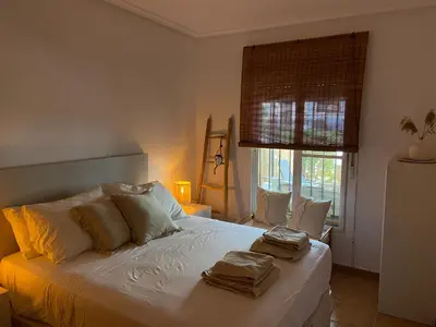 Cama o camas de una habitación en Casita Vera Playa
