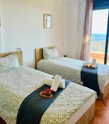 Cama o camas de una habitación en Fantástico Dúplex con vistas y terraza
