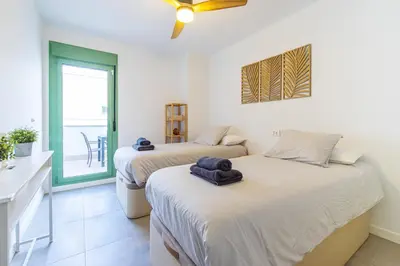 Cama o camas de una habitación en TrendyHomes Cantal Beach Mojácar