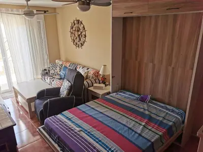 Cama o camas de una habitación en Oasis Vera, Atico con piscina privada