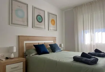 Cama o camas de una habitación en Duplex de dos dormitorios en Vera Playa