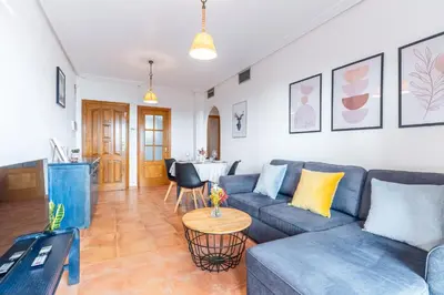 Zona de estar de Marina de la Torre Sea View Family Apartment - Pool & Terrace
