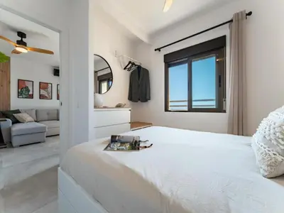 Cama o camas de una habitación en Studio in Aguadulce with Sea Views & Pool