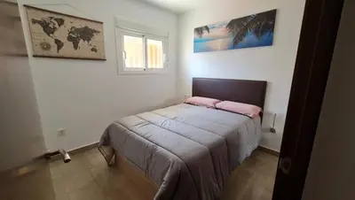 Cama o camas de una habitación en Apartamento con Piscina