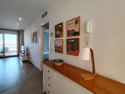 Una cocina o zona de cocina en Mar y Sal 8, 1º Línea de playa, 2 hab, terraza con vistas al mar y garaje