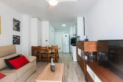 Zona de estar de Apartamento con terraza a pie de playa en Mojacar