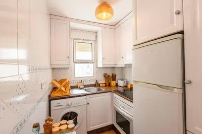 Una cocina o zona de cocina en Bohemian apartment with pool 180m from Mojacar beach