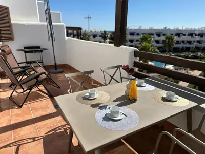 Un balcón o terraza de Agradable apartamento en San Juan de los Terreros, cerca de la playa para 4 pers. - ES-376-6