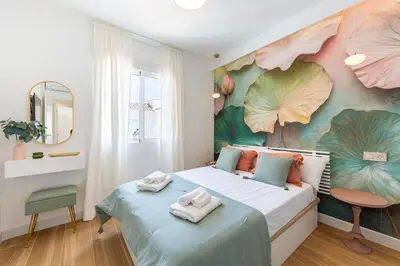 Cama o camas de una habitación en Playa 4min #Parking #Smart TV #2 habitaciones #Familia