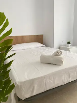 Cama o camas de una habitación en Apartamentos SOL y ARENA