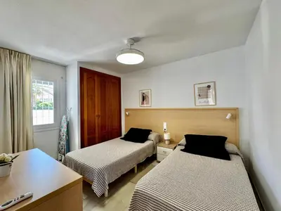 Cama o camas de una habitación en Apartment near Playa Serena & Golf Club