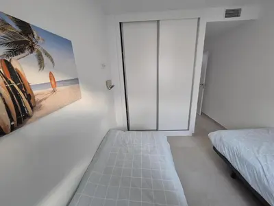 Cama o camas de una habitación en Apartamento moderno y lujoso con aire acondicionado en San Juan de los Terreros - ES-376-42