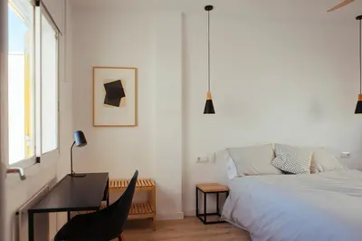 Cama o camas de una habitación en HORIA -Sundrenched apartment with terrace in Cabo de Gata