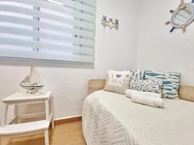 Cama o camas de una habitación en Apto BRISAS DEL CABO II, Cabo de Gata, Almería