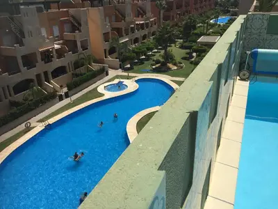 Piscina en o cerca de Apartamento Paraiso Vera Playa, Aticode 2 dormitorios con piscina privada en solárium y barbacoa, WIFI - Penthouse with private pool terrace, sea view