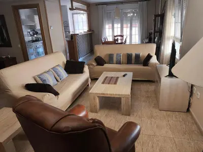 Zona de estar de Apartamento coqueto con terraza junto al mar