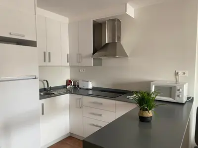 Una cocina o zona de cocina en Apartahotel Vistamar San José