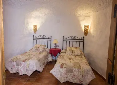 Cama o camas de una habitación en Casas Cueva el Mirador de Galera