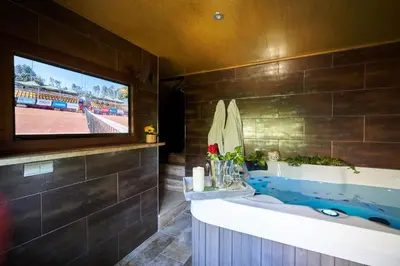 Una televisión o centro de entretenimiento en Casas Rurales Picachico