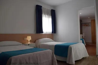Cama o camas de una habitación en Hostales Juan de Austria I & II