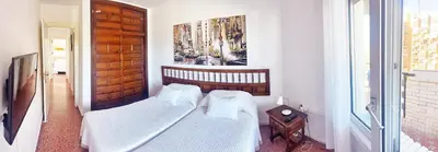 Cama o camas de una habitación en Apartamento Roquetas de Mar Urbanización, 2 dormitorios, Gran Terraza con vista al mar, wi-fi, parking y piscina
