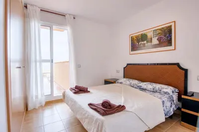 Cama o camas de una habitación en Seaside Apartment in Mojácar + Pool