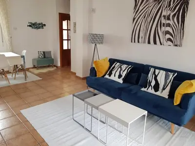 Zona de estar de Cozy apartment in Vera Playa, Almeria, Andalucia, Spain