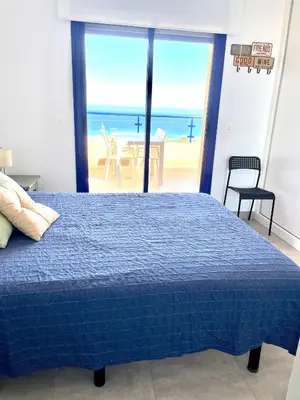 Cama o camas de una habitación en Mojacar Espectaculares Vistas al Mar