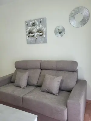 Zona de estar de Ático dúplex con piscina privada y vistas al mar en Paraíso de Vera!