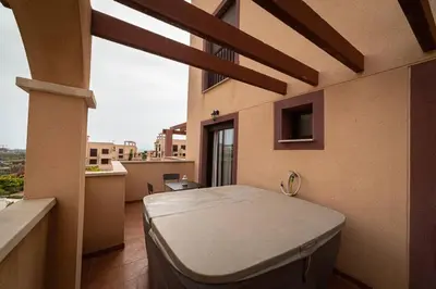 Un balcón o terraza de Apartamento relajante con vistas al atardecer en Águilas