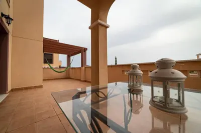 Un balcón o terraza de Apartamento relajante con vistas al atardecer en Águilas