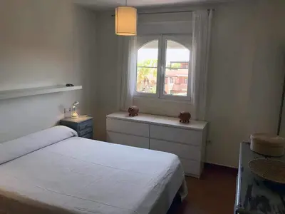 Cama o camas de una habitación en Atico - 3 Dormitorios - Urbanizacion Verazul en Vera Playa - WIFI Fibra 300MB perfecto para Teletrabajo