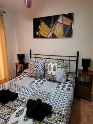 Cama o camas de una habitación en ¡Bajo precioso con salida directa a la piscina comunitaria en Paraíso de Vera!