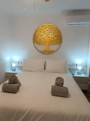 Cama o camas de una habitación en Vera Natura Apartamento Anima