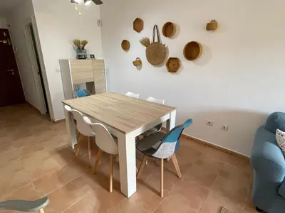 Zona de estar de Luminoso y tranquilo apartamento con jardin en campo de Golf Valle del Este