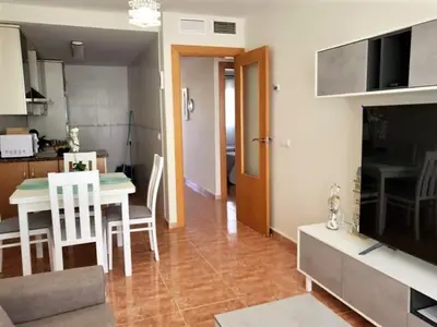 Una cocina o zona de cocina en Charming apartment in Vera Playa with terrace