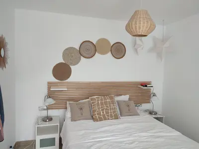 Cama o camas de una habitación en Villa au coeur du cabo de gata. Las Negras