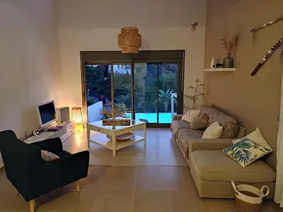Zona de estar de Villa au coeur du cabo de gata. Las Negras